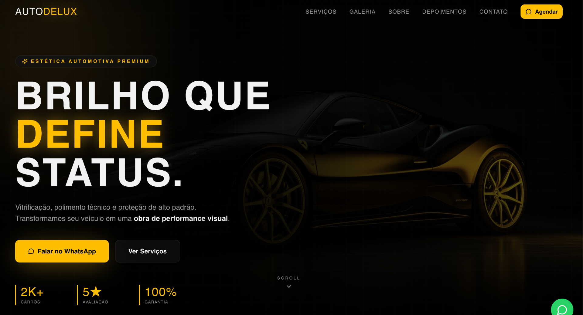Prévia do site Autodelux